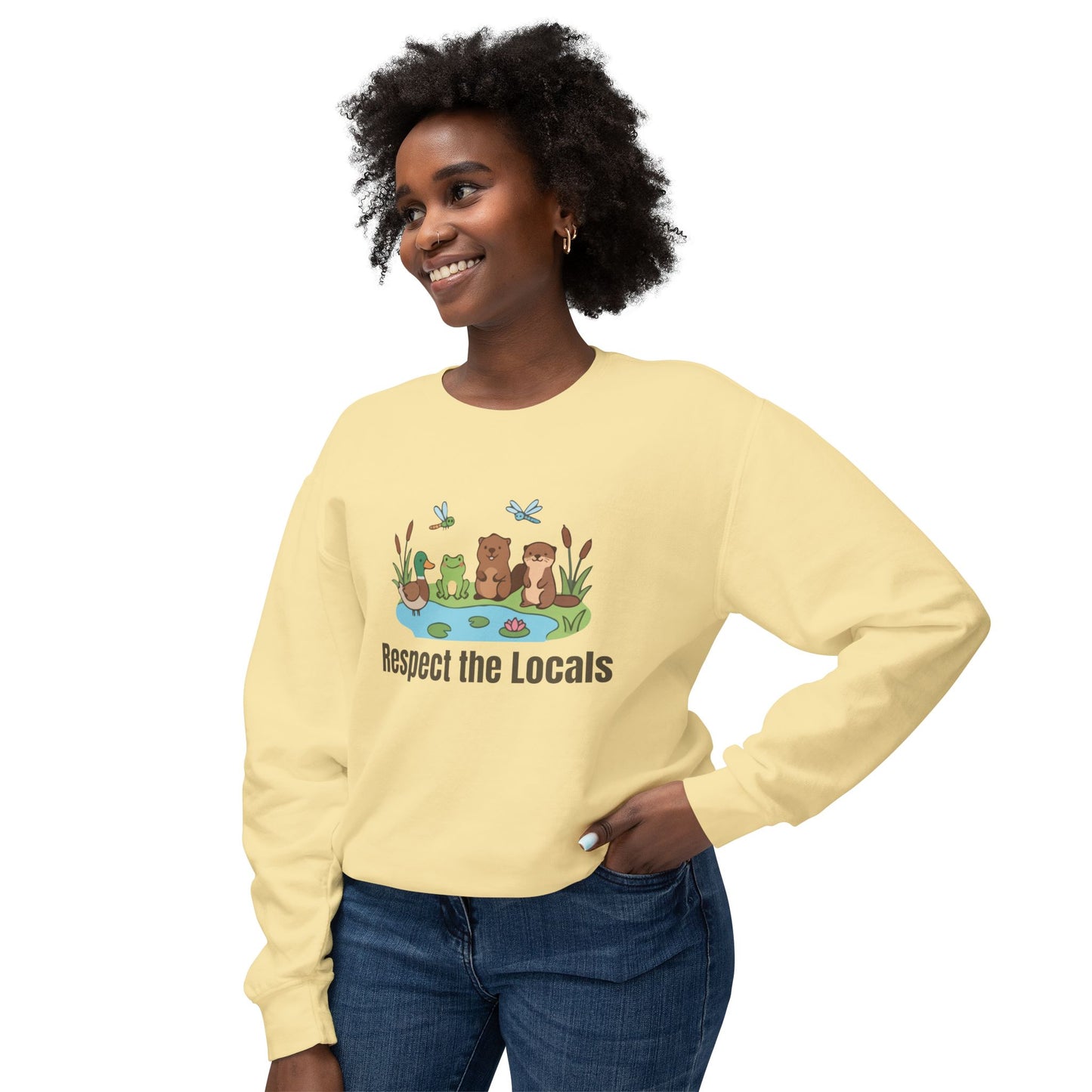 Respect The Locals (Pond) Unisex Lightweight Crewneck Sweatshirt