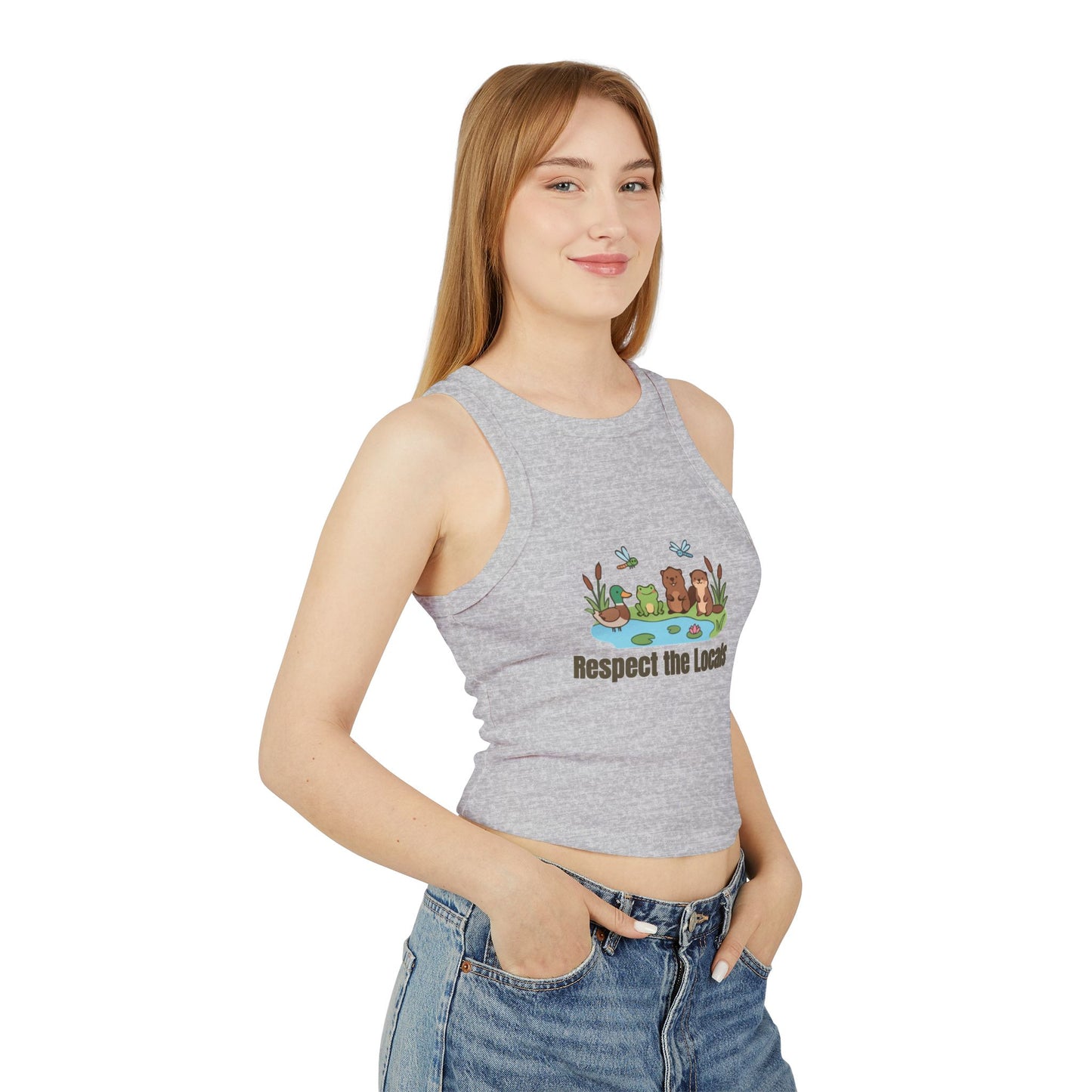 Respect The Locals (Pond) Women's Micro Rib Racer Tank Top