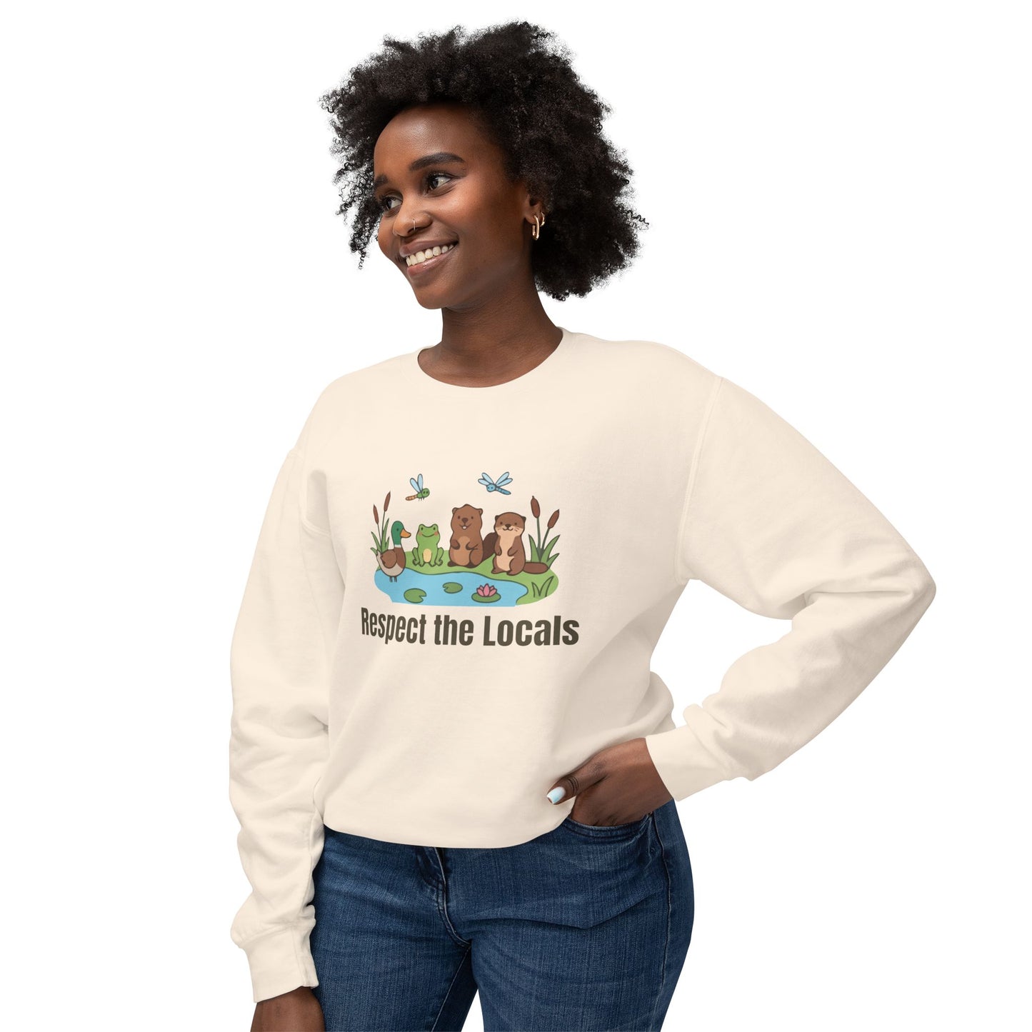 Respect The Locals (Pond) Unisex Lightweight Crewneck Sweatshirt