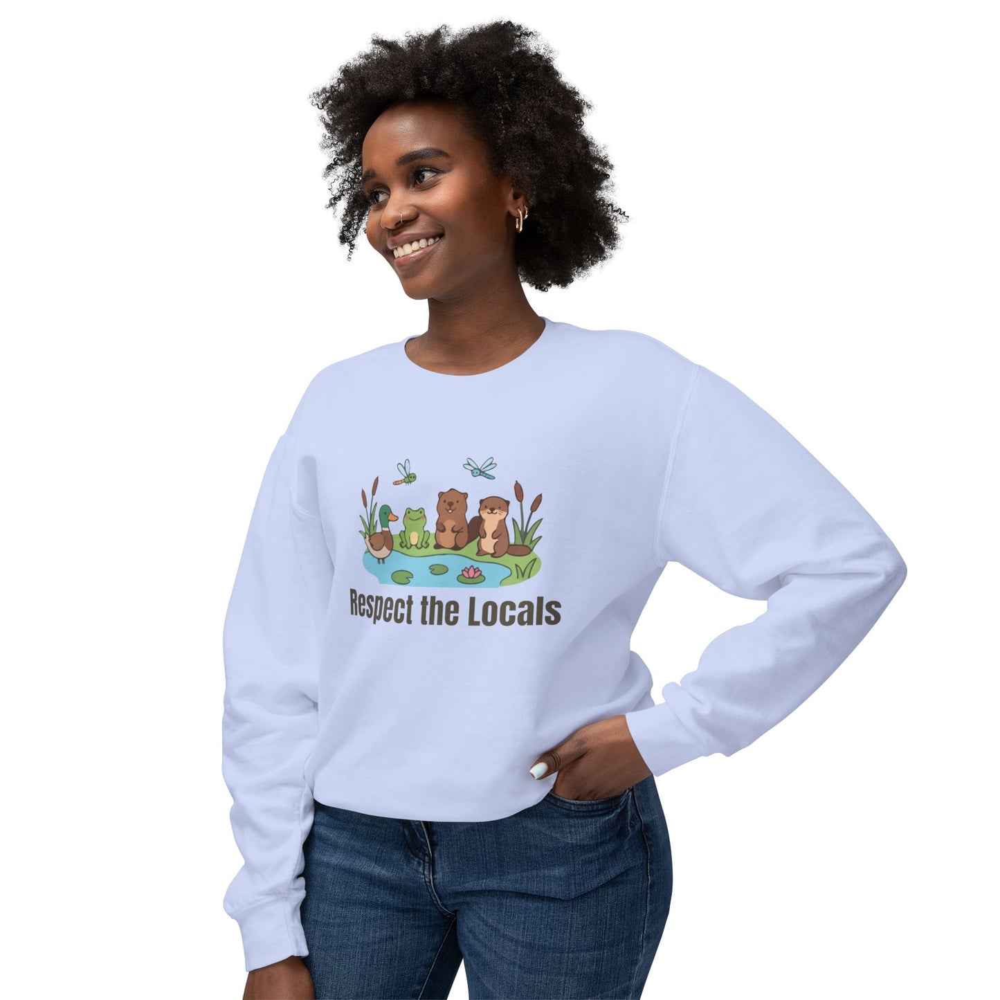 Respect The Locals (Pond) Unisex Lightweight Crewneck Sweatshirt