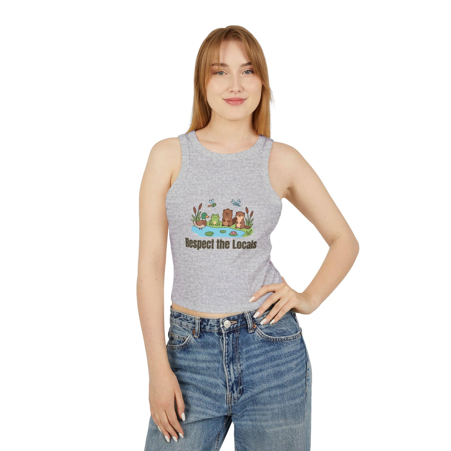 Respect The Locals (Pond) Women's Micro Rib Racer Tank Top