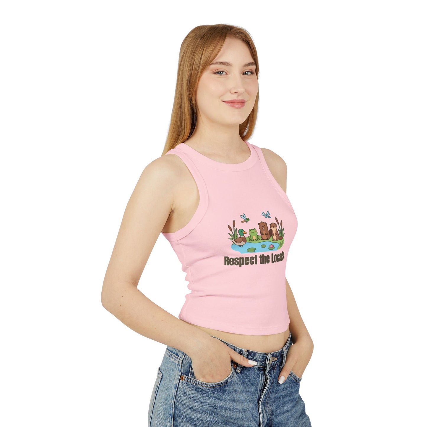 Respect The Locals (Pond) Women's Micro Rib Racer Tank Top