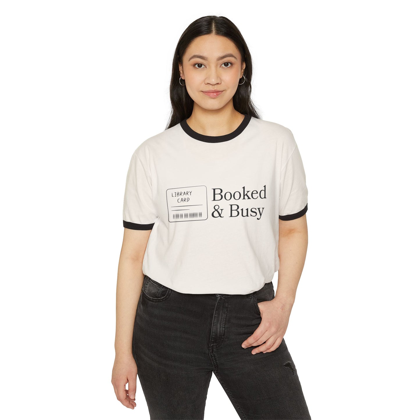 Booked & Busy Unisex Cotton Ringer T-Shirt