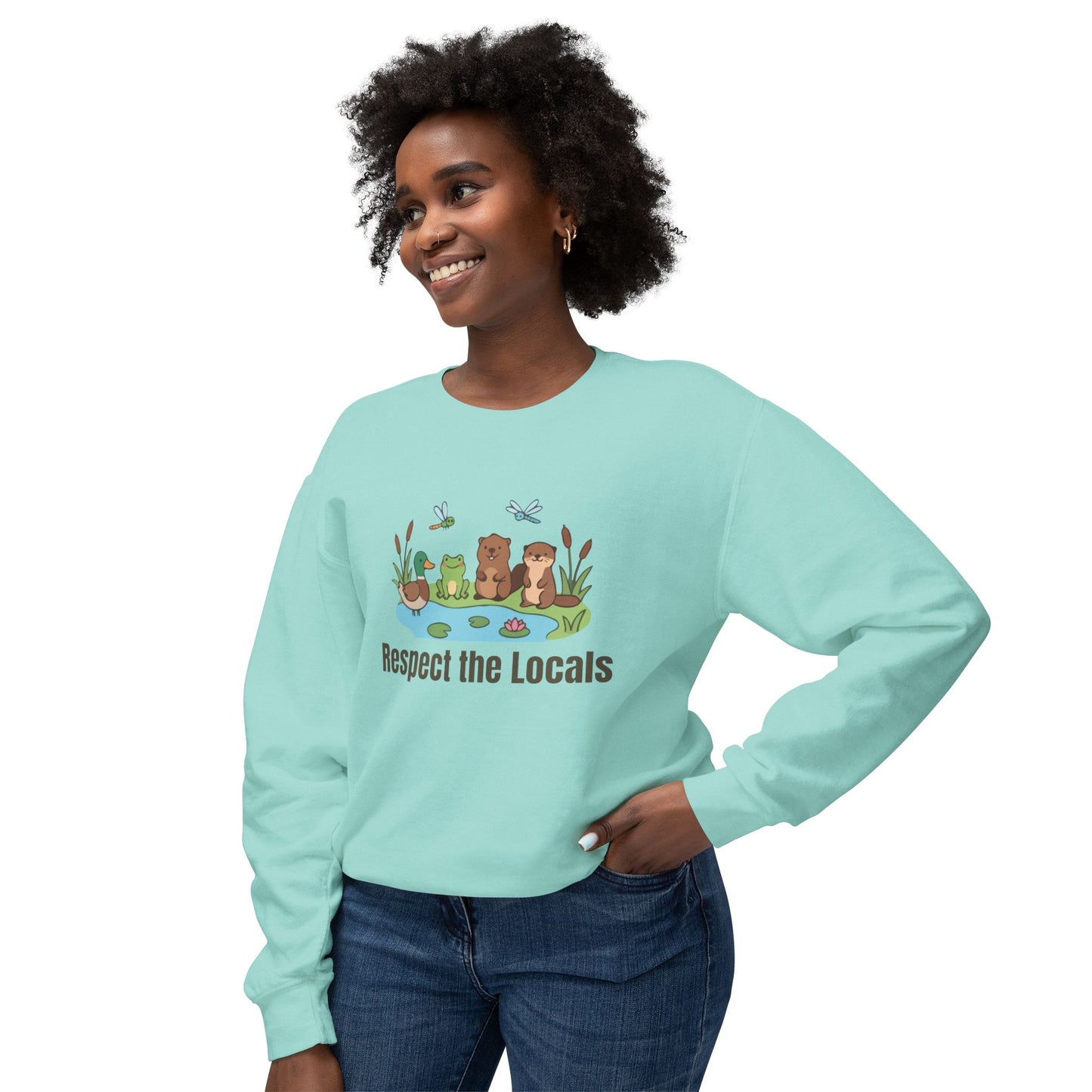 Respect The Locals (Pond) Unisex Lightweight Crewneck Sweatshirt