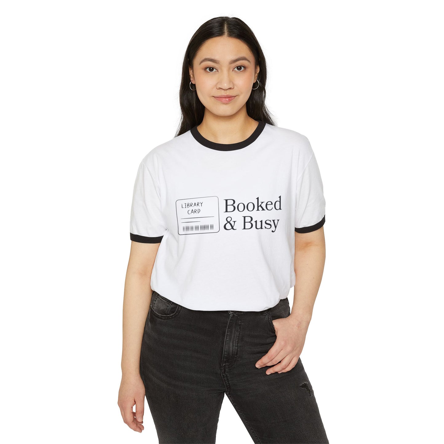 Booked & Busy Unisex Cotton Ringer T-Shirt