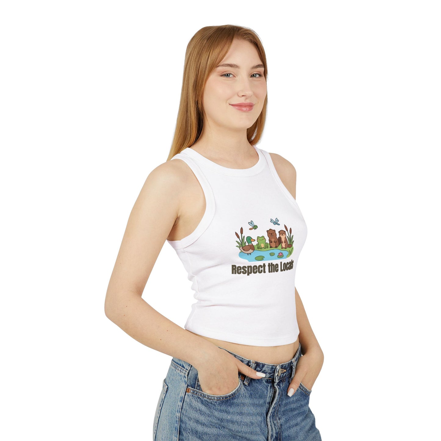 Respect The Locals (Pond) Women's Micro Rib Racer Tank Top