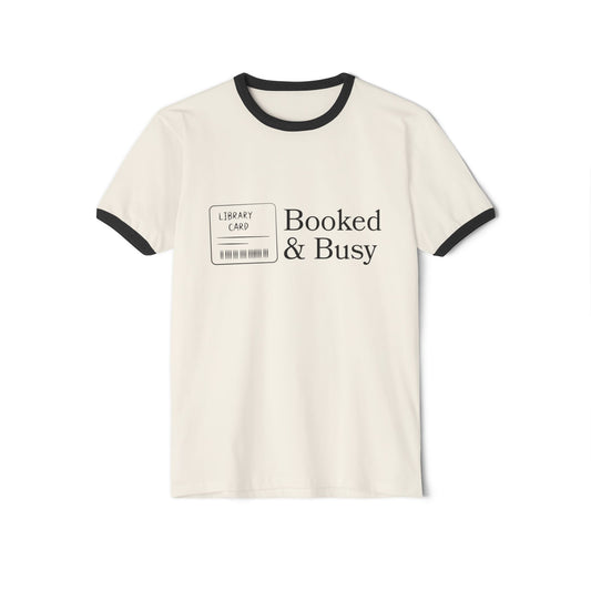 Booked & Busy Unisex Cotton Ringer T-Shirt