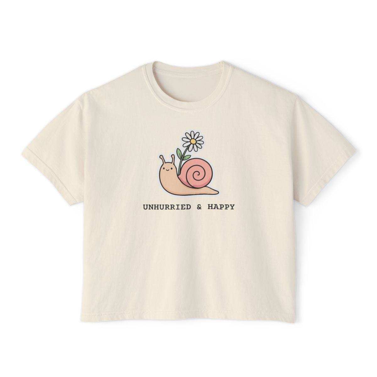 Unhurried & Happy crew neck t-shirt by Mari & Moss